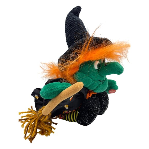 Animated Halloween Witch Plush With Her Hat Broomstick & Candy Corn Outfit Works - Picture 10 of 15
